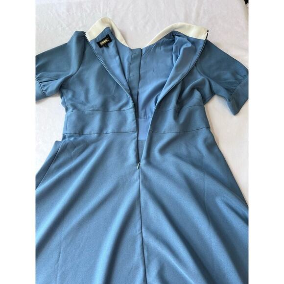 ALEXIA ADMOR Light Blue Azure Emery Midi Circle Dress Size 14 Retro Rockabilly - Picture 11 of 11